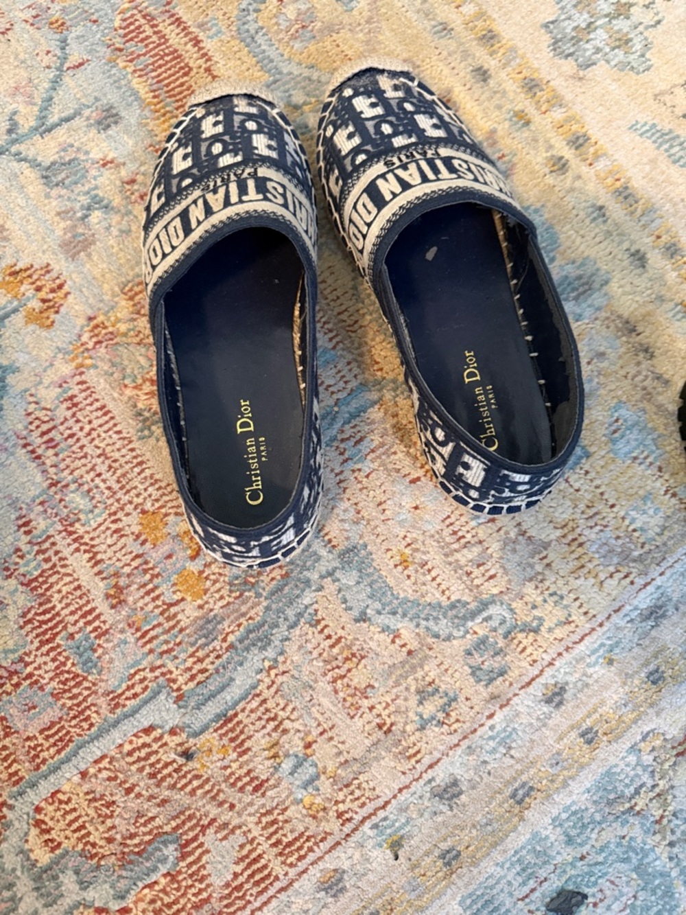Dior Navy and Cream Logo Espadrilles - Picture 6 of 9